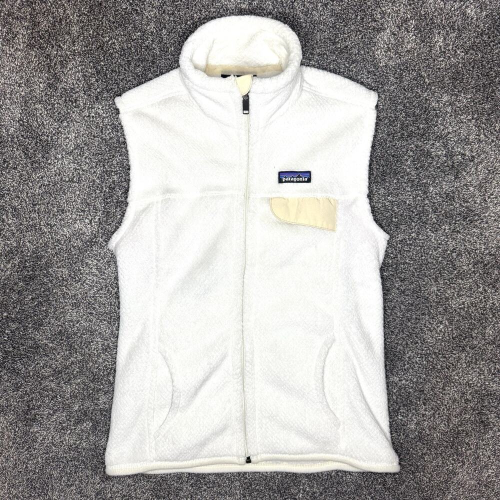 Patagonia Re-Tool Full Zip Fleece Vest Womens Small Natural White Cream Puffy